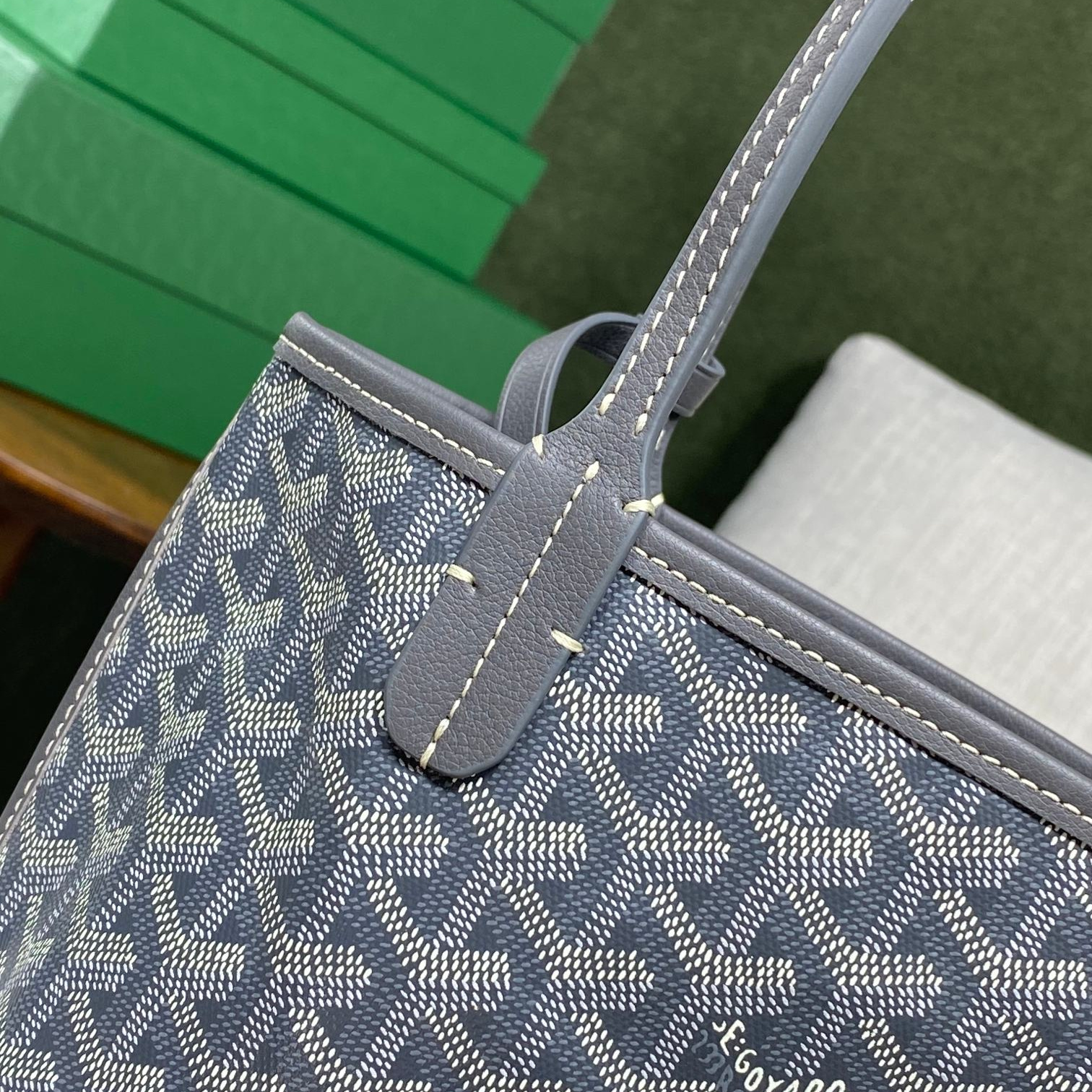 高仿Goyard*GY10181雙面兩用MiniTote手袋灰色免檢版