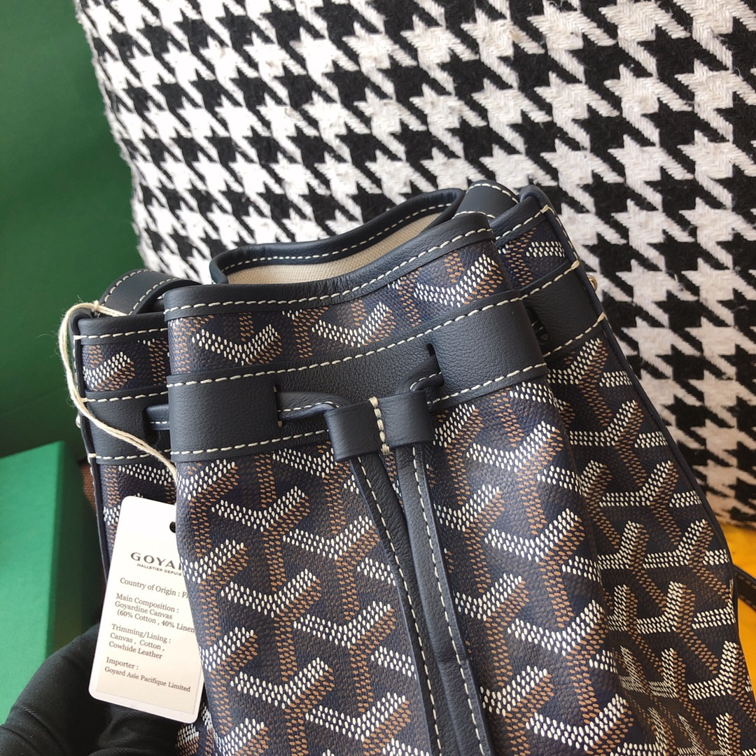 高仿Goyard*PEFLOT1抽繩水桶包深藍色免檢版