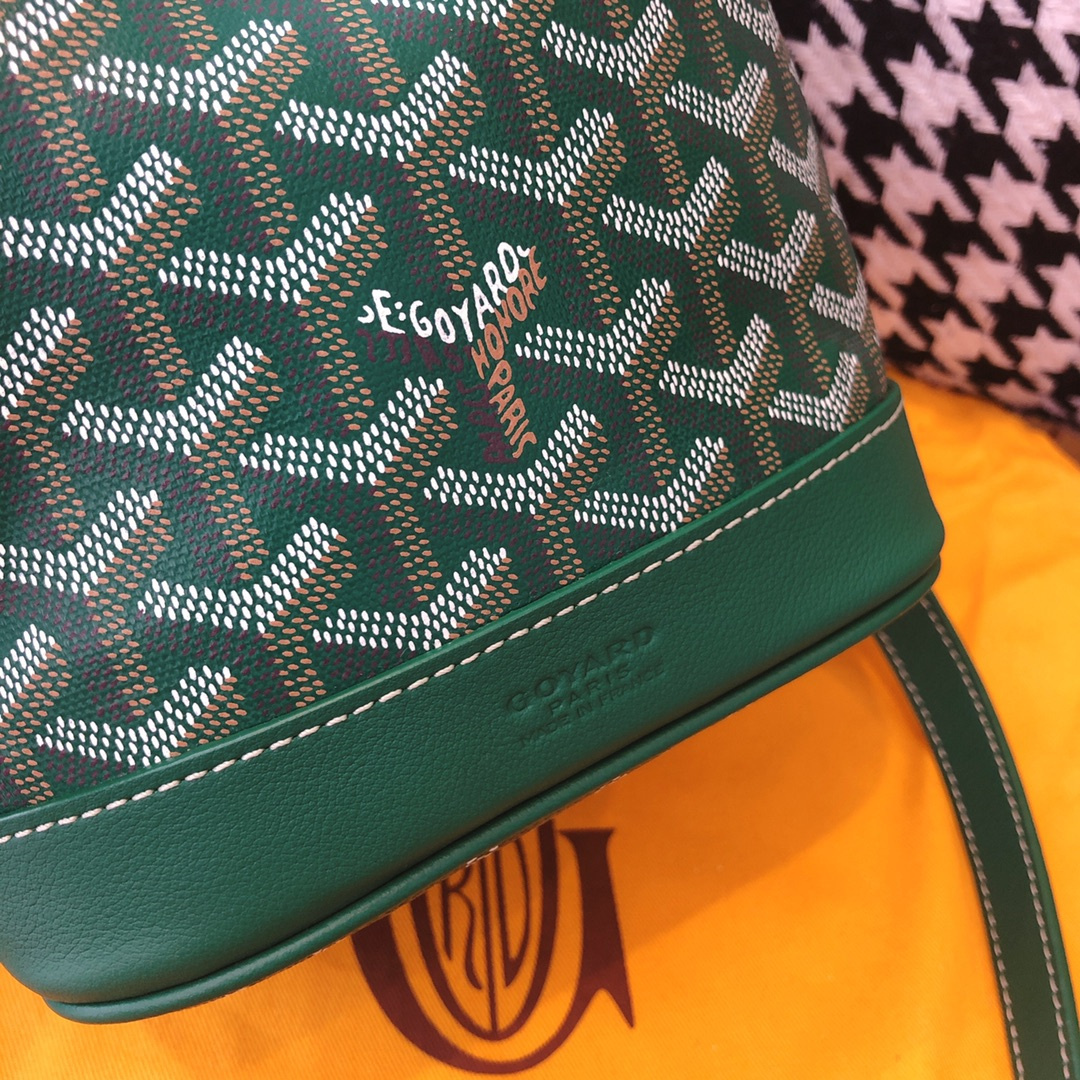 高仿Goyard*PEFLOT4抽繩水桶包綠色免檢版