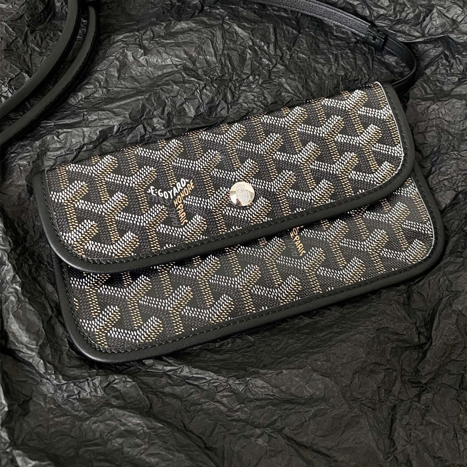 高仿Goyard*STLOUIH滿印Tote購物袋黑色中號免檢版