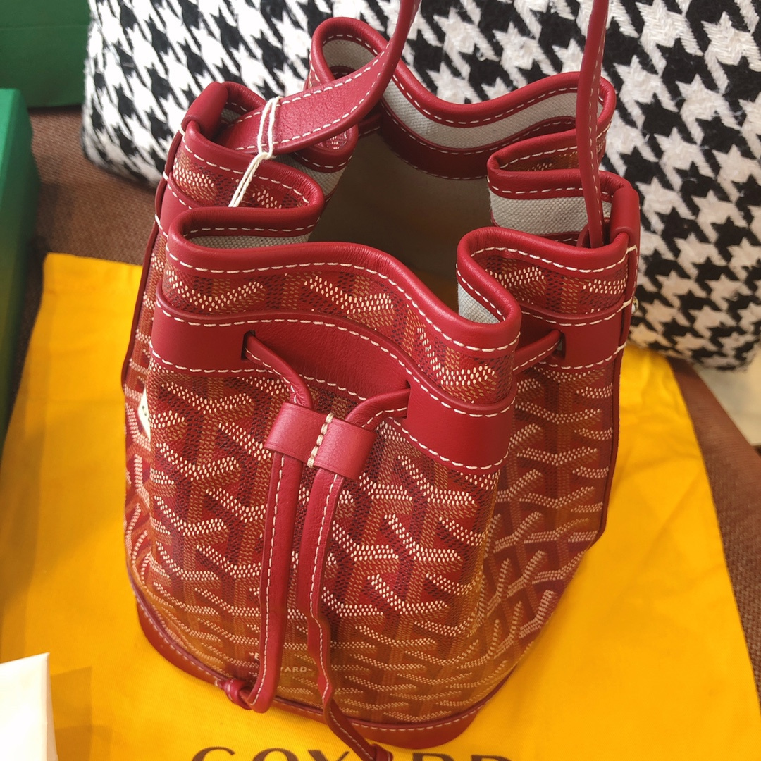 高仿Goyard*PEFLOT9抽繩水桶包紅色免檢版