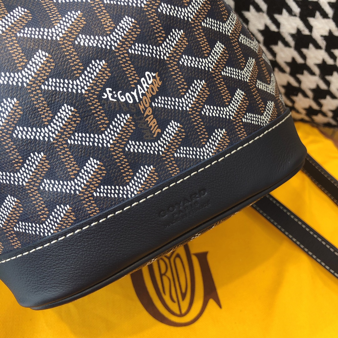 高仿Goyard*PEFLOT1抽繩水桶包深藍色免檢版
