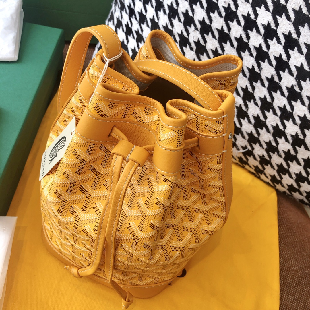 高仿Goyard*PEFLOT7抽繩水桶包黃色免檢版