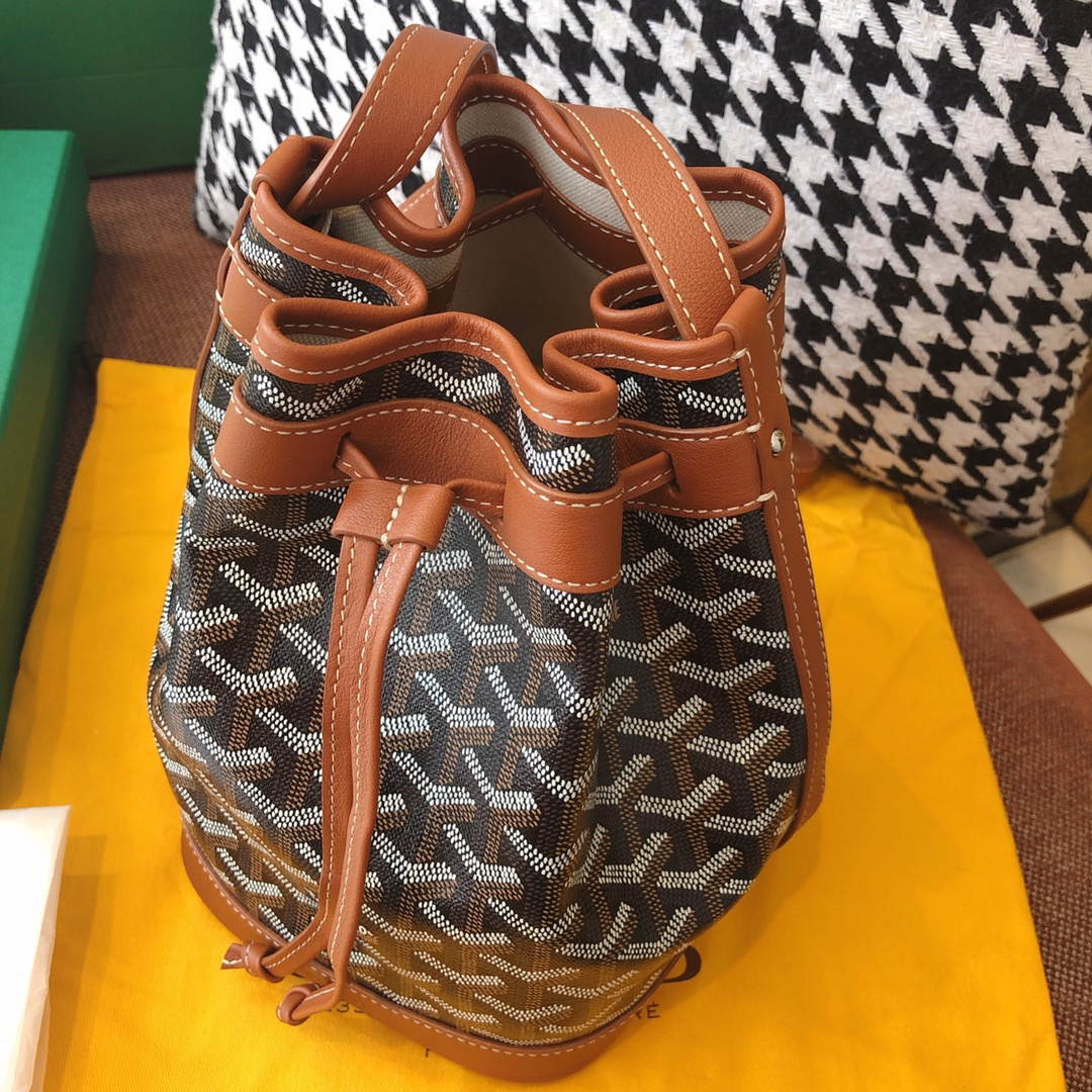 高仿Goyard*PEFLOT2抽繩水桶包棕色免檢版