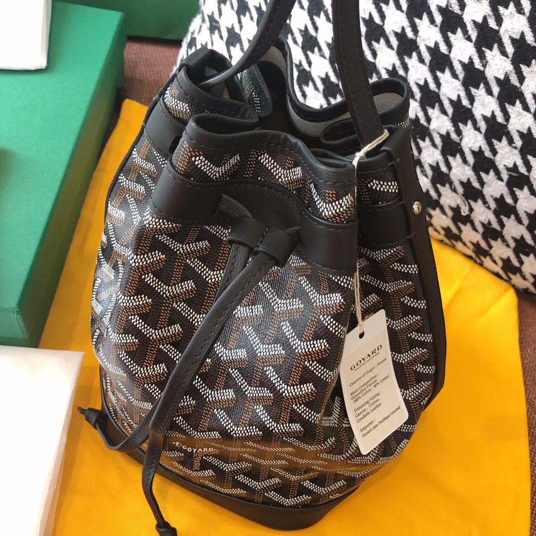 高仿Goyard*PEFLOT6抽繩水桶包黑色免檢版