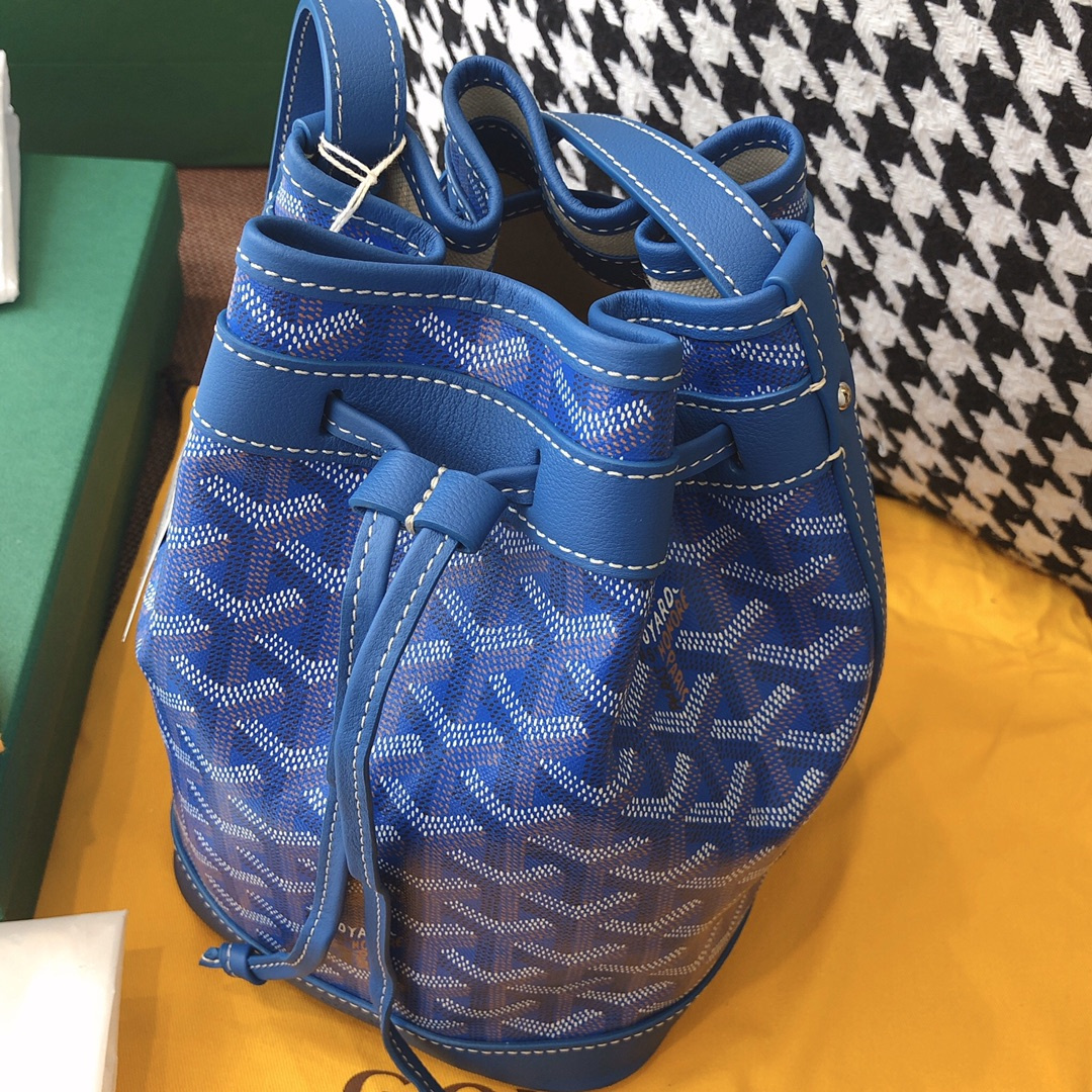高仿Goyard*PEFLOT3抽繩水桶包藍色免檢版
