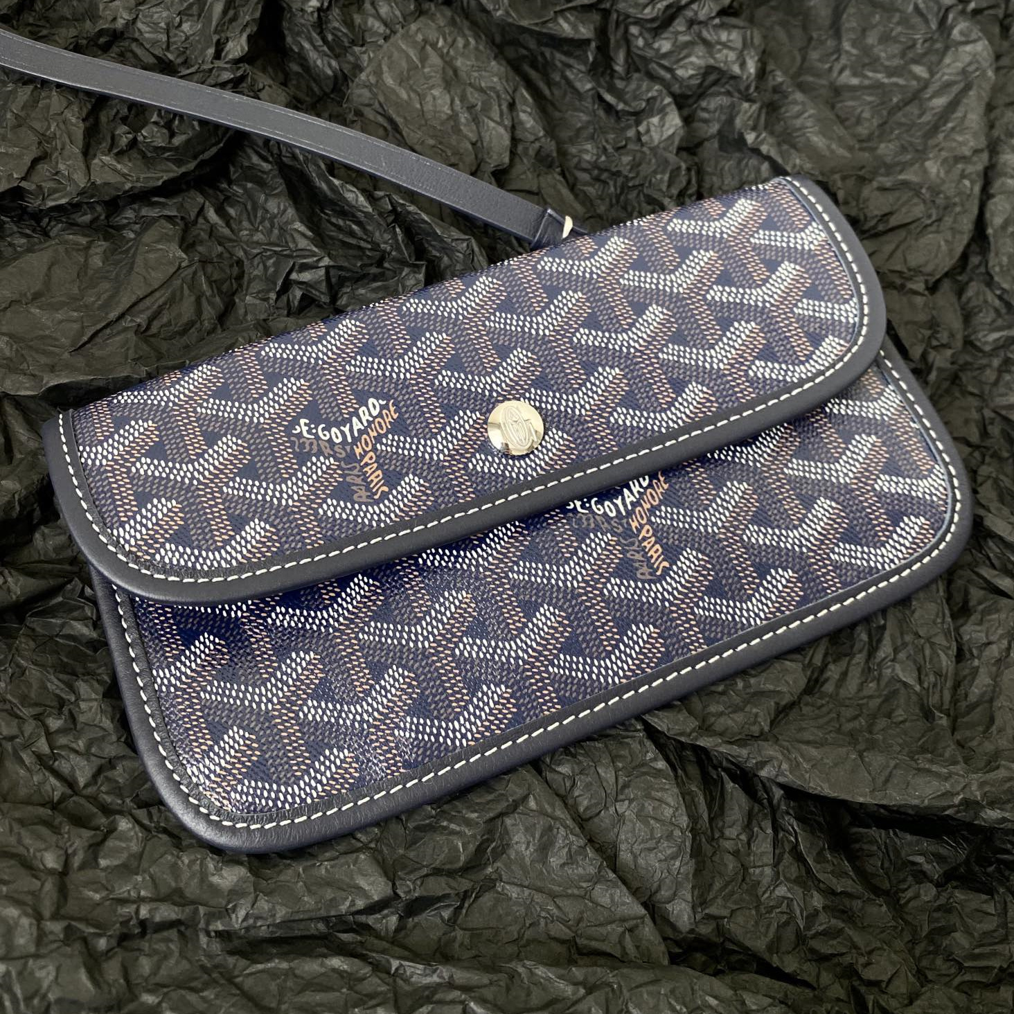 高仿Goyard*STLOUI5滿印Tote媽咪袋深藍大號免檢版