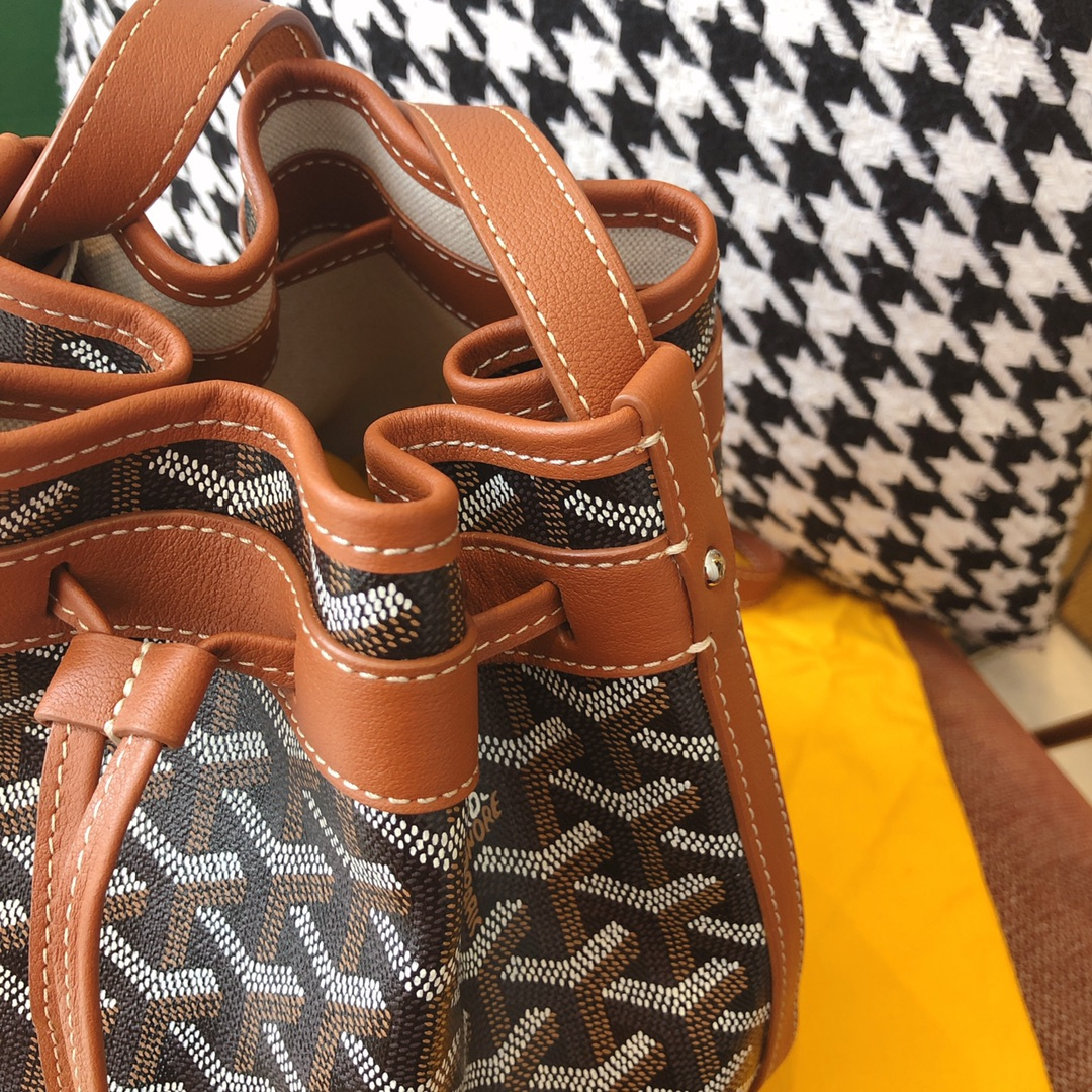 高仿Goyard*PEFLOT2抽繩水桶包棕色免檢版