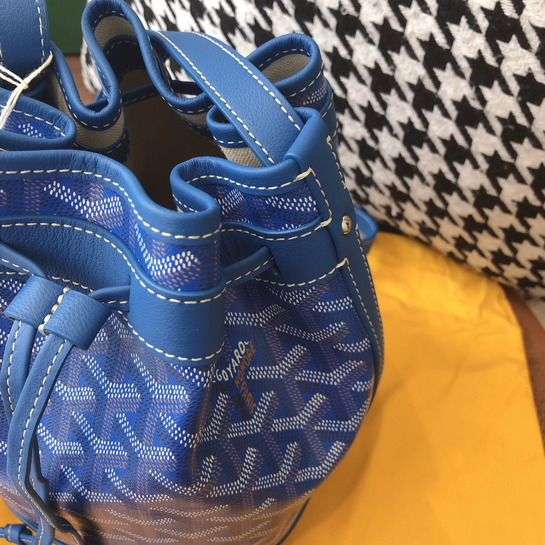 高仿Goyard*PEFLOT3抽繩水桶包藍色免檢版