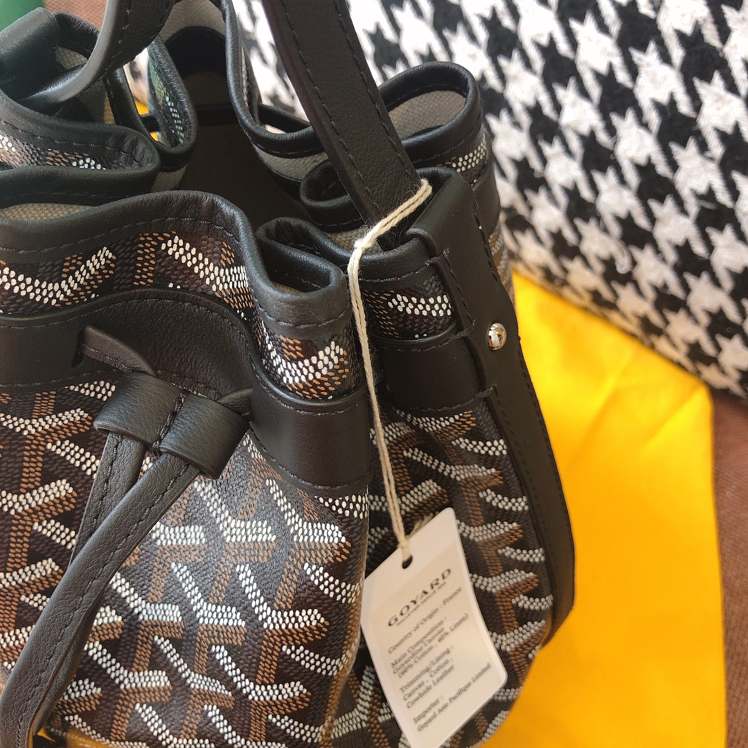 高仿Goyard*PEFLOT6抽繩水桶包黑色免檢版