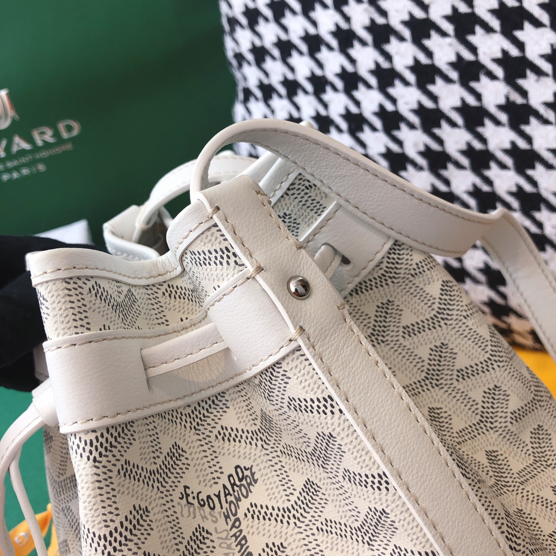 高仿Goyard*PEFLOT8抽繩水桶包白色免檢版