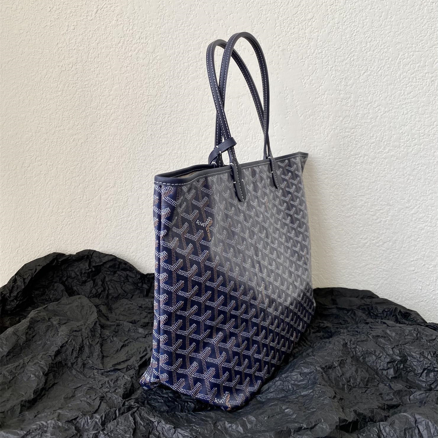 高仿Goyard*STLOUIE滿印Tote購物袋深藍中號免檢版