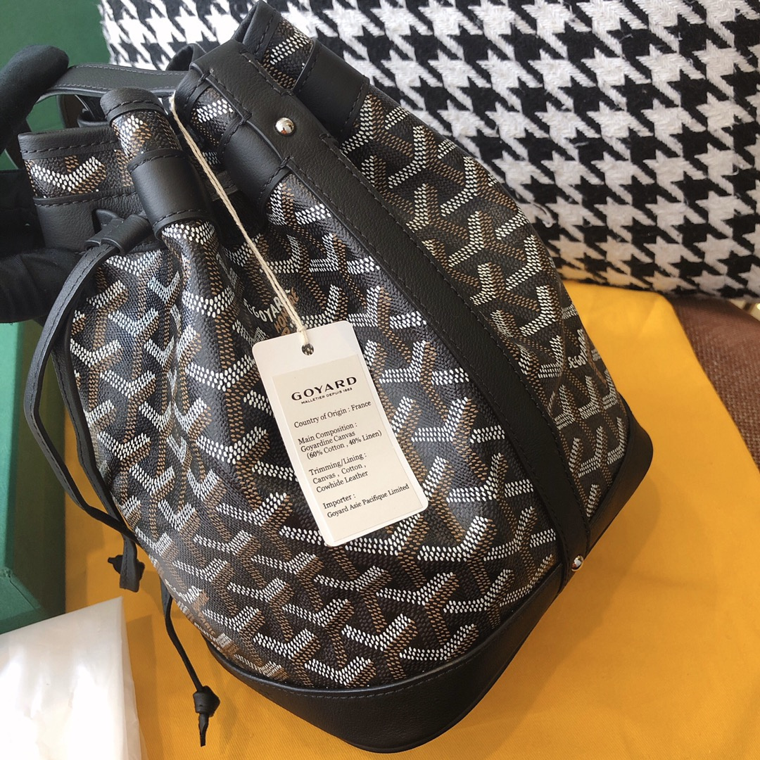 高仿Goyard*PEFLOT6抽繩水桶包黑色免檢版