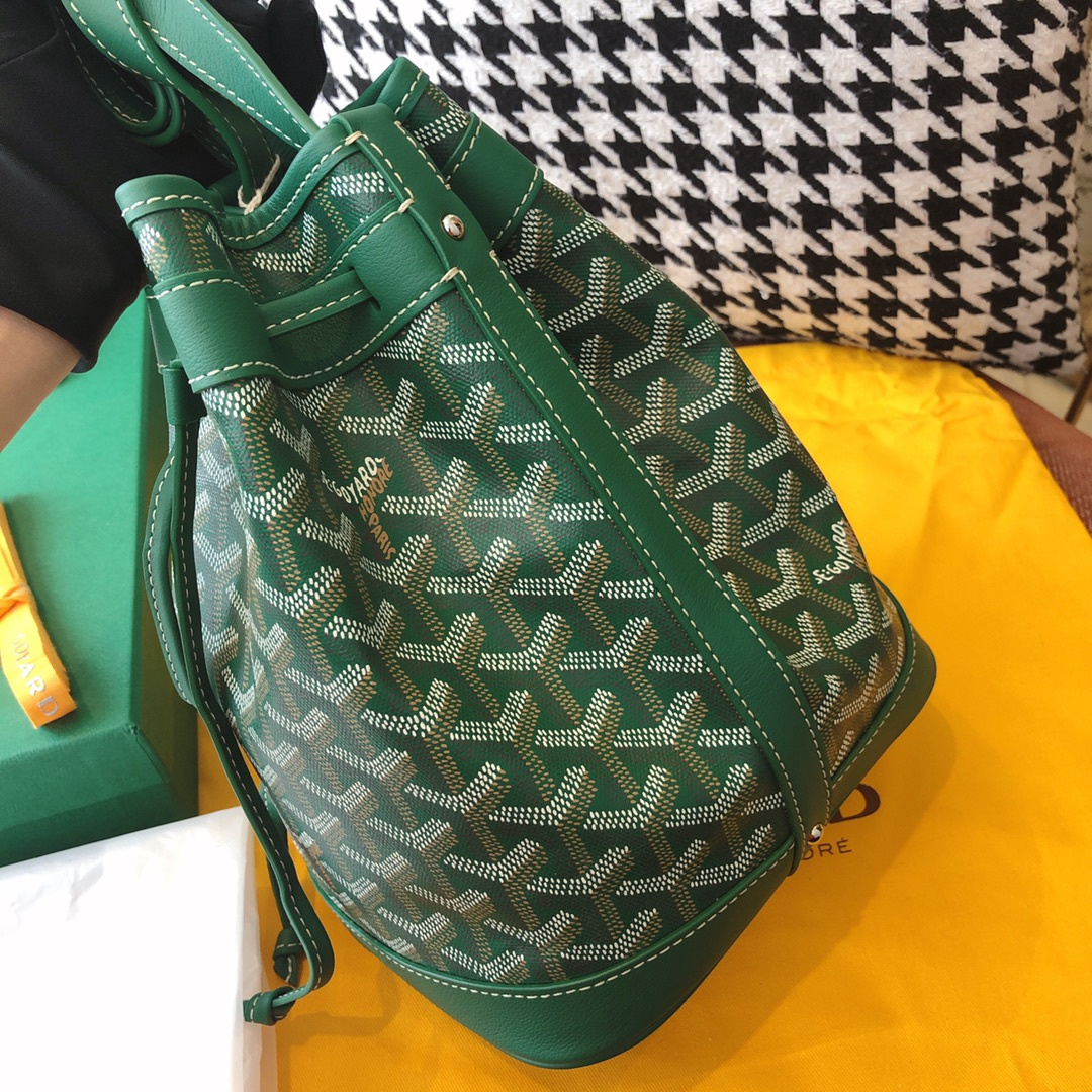 高仿Goyard*PEFLOT4抽繩水桶包綠色免檢版