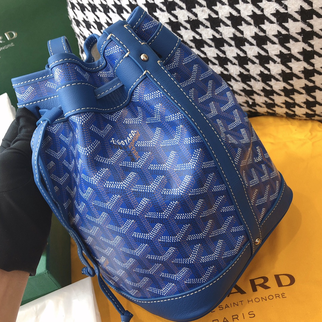 高仿Goyard*PEFLOT3抽繩水桶包藍色免檢版
