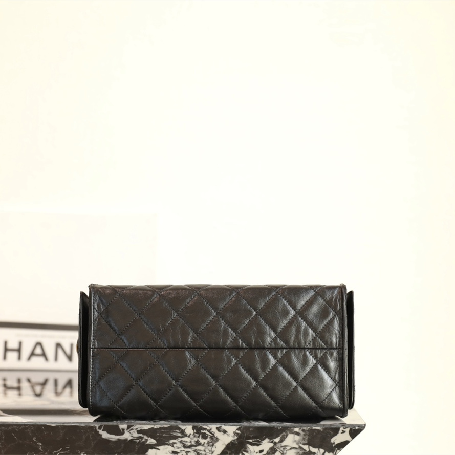 高仿Chanel*25P系列AS5293亮面牛皮單肩購物袋小號黑色免檢版
