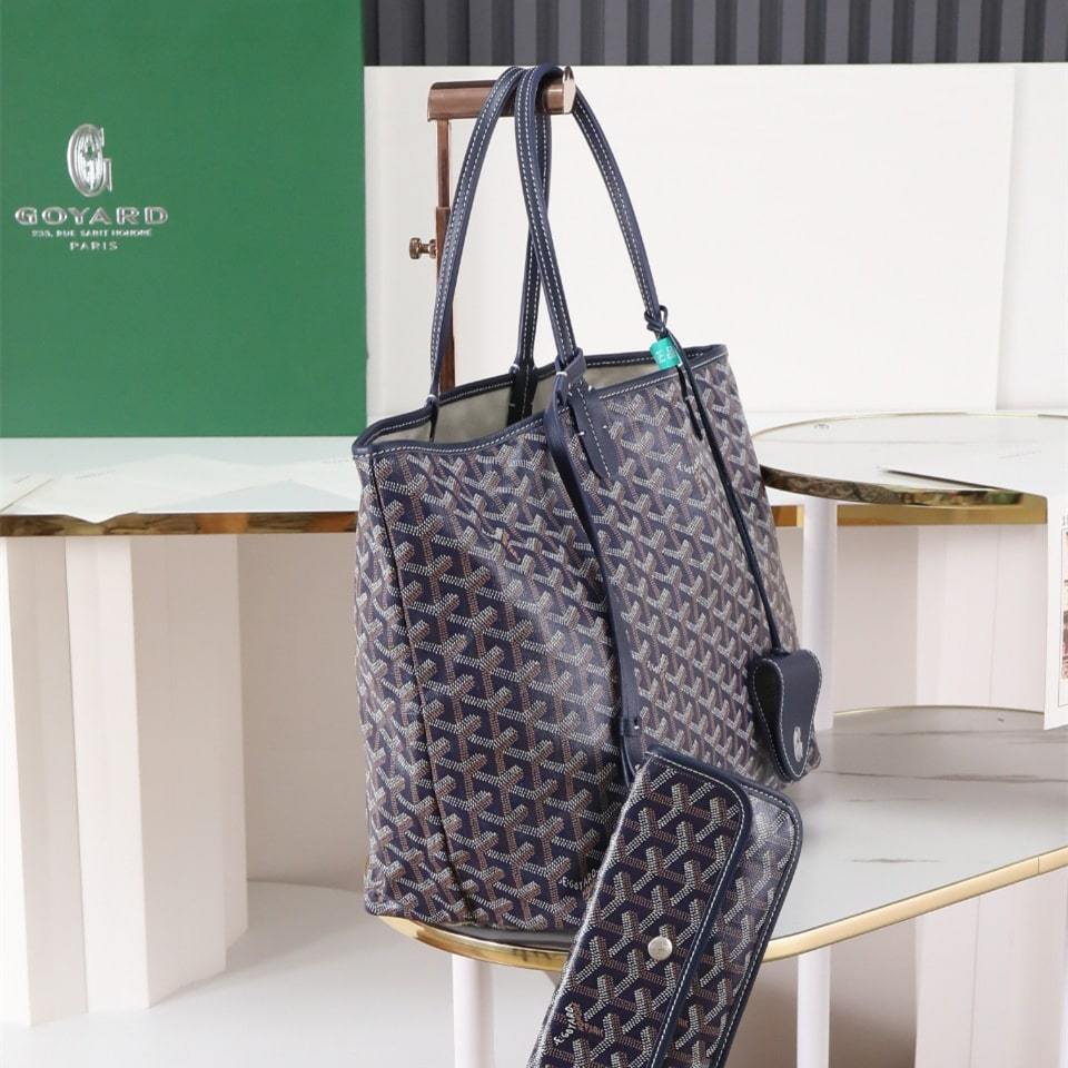 高仿Goyard*STLOUIP3滿印Tote手提袋藍色免檢版小號