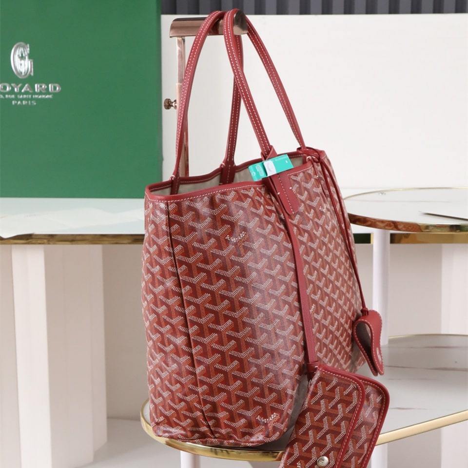 高仿Goyard*STLOUIP5滿印Tote手提袋鮮紅免檢版小號