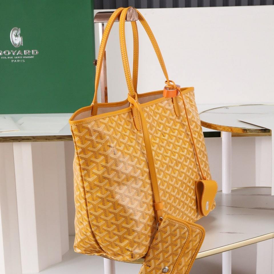 高仿Goyard*STLOUIP7滿印Tote手提袋黃色免檢版小號