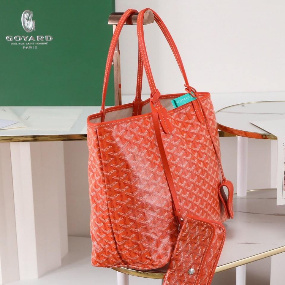 高仿Goyard*STLOUIP8滿印Tote手提袋橙色免檢版小號