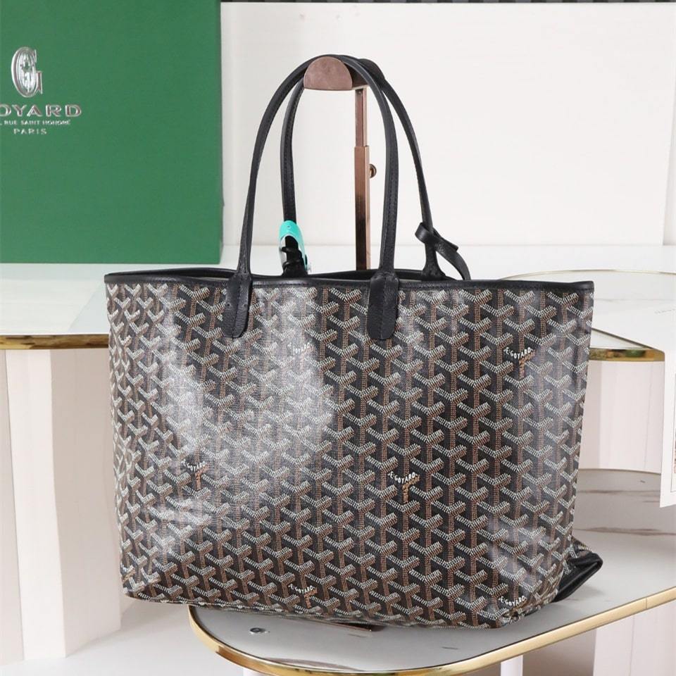 高仿Goyard*STLOUIP2滿印Tote手提袋黑色免檢版小號