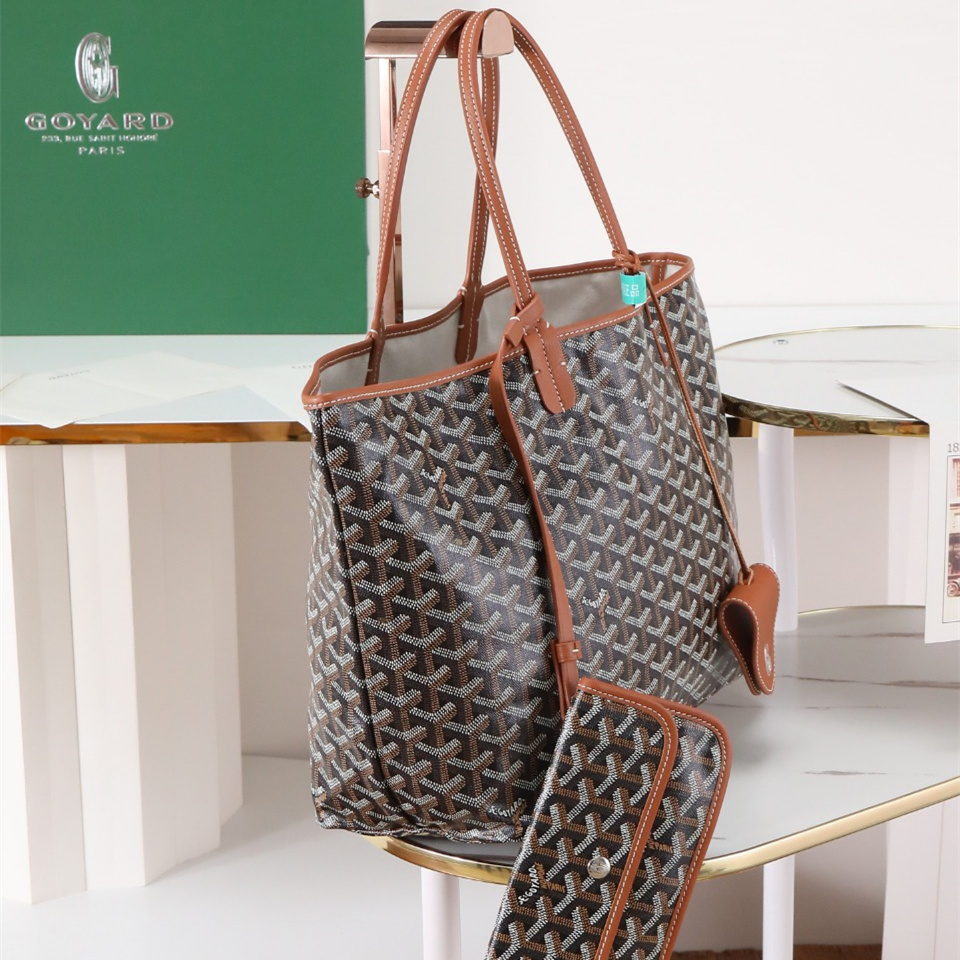 高仿Goyard*STLOUIP1滿印Tote手提袋棕色免檢版小號