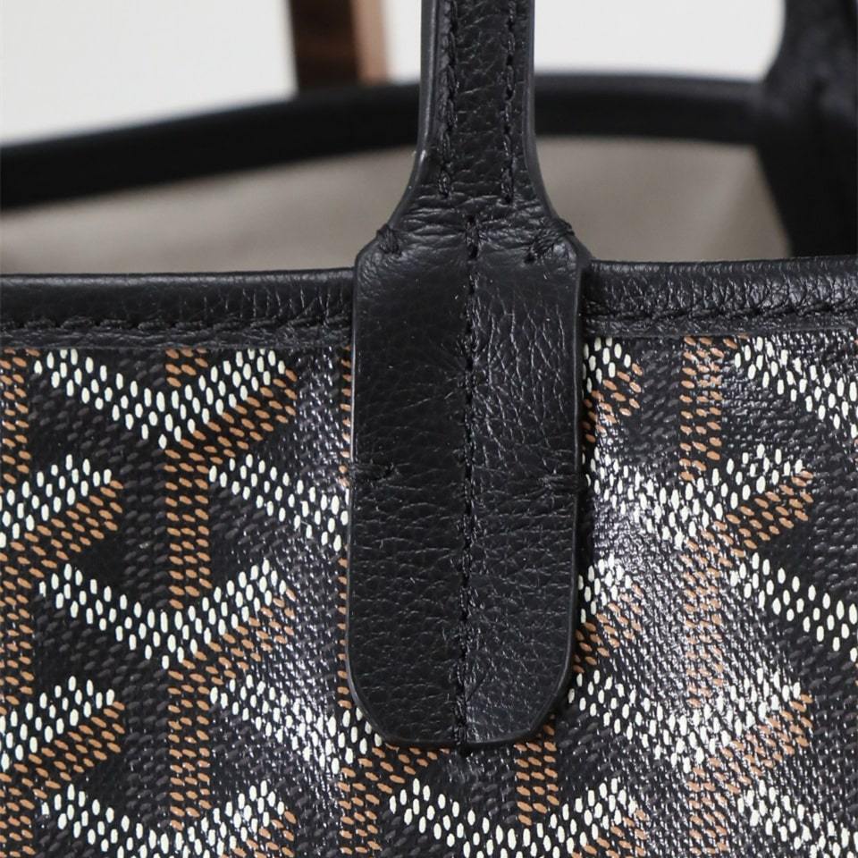 高仿Goyard*STLOUIP2滿印Tote手提袋黑色免檢版小號