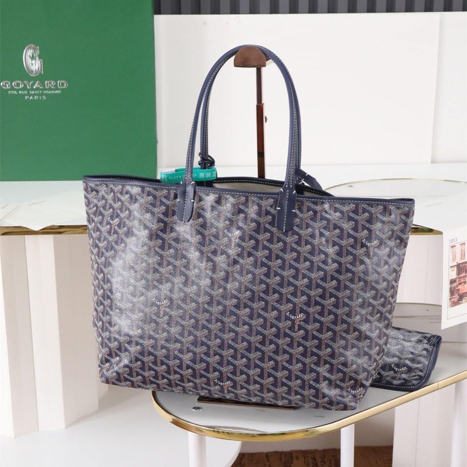 高仿Goyard*STLOUIP3滿印Tote手提袋藍色免檢版小號