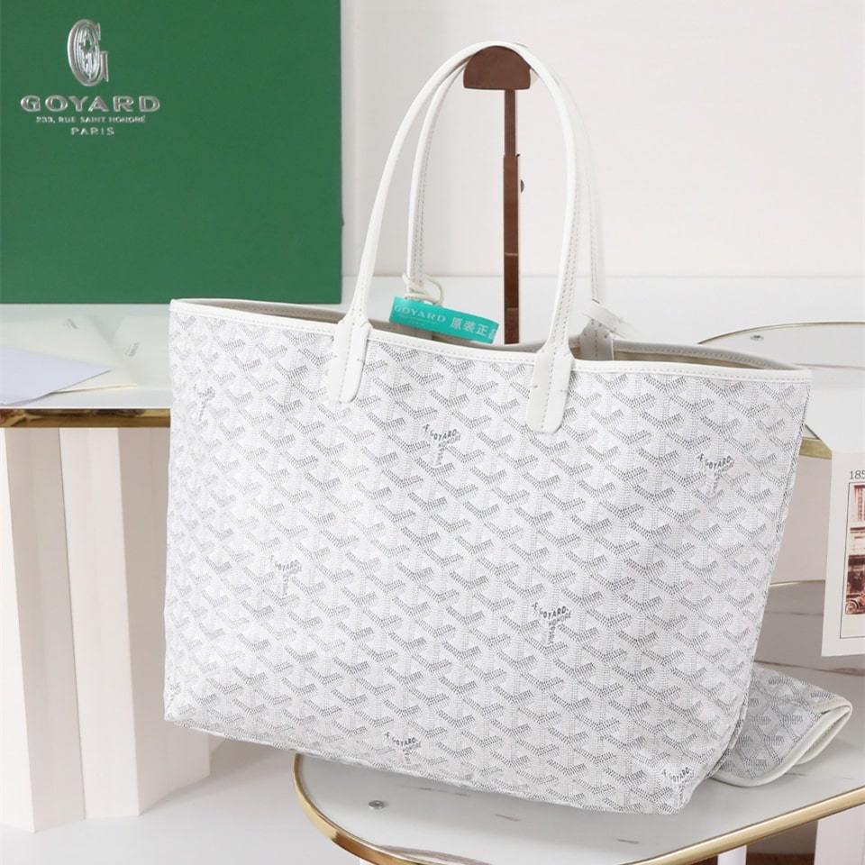 高仿Goyard*STLOUIP9滿印Tote手提袋白色免檢版小號