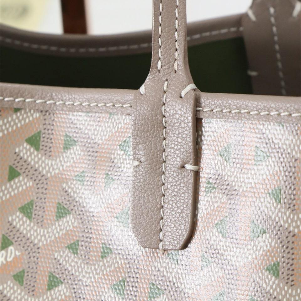 高仿Goyard*STLOUIP10滿印Tote手提袋咖綠免檢版小號