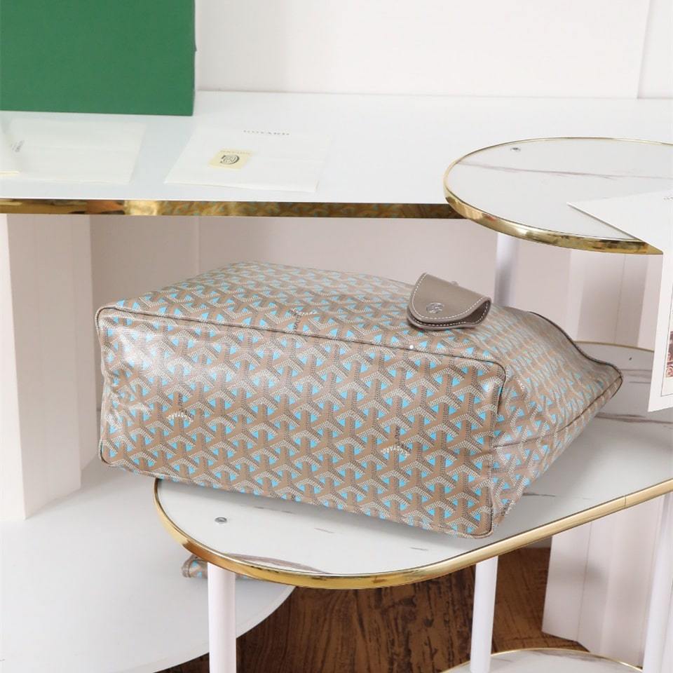 高仿Goyard*STLOUIP11滿印Tote手提袋咖藍免檢版小號