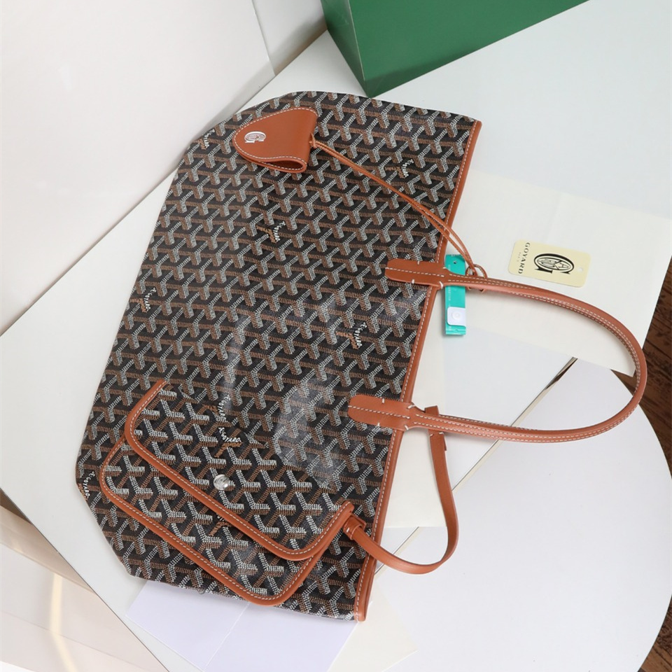 高仿Goyard*STLOUIP1滿印Tote手提袋棕色免檢版小號