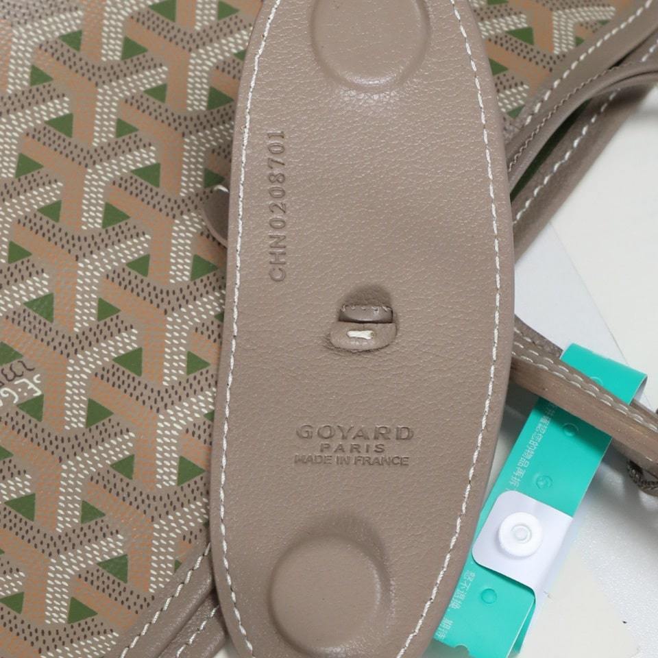 高仿Goyard*STLOUIP10滿印Tote手提袋咖綠免檢版小號