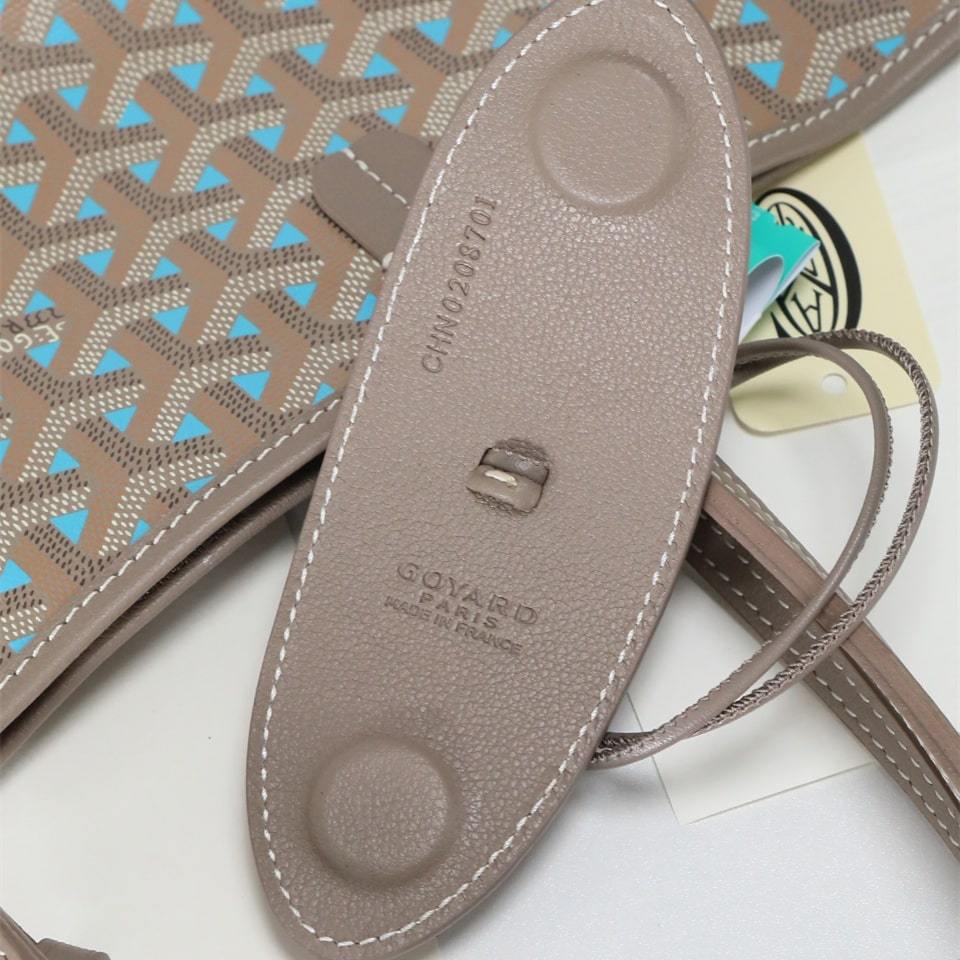 高仿Goyard*STLOUIP11滿印Tote手提袋咖藍免檢版小號