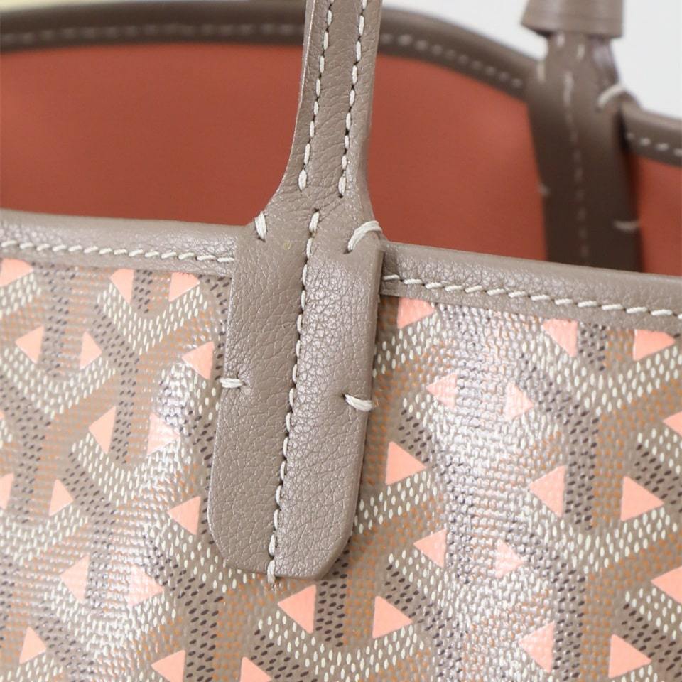 高仿Goyard*STLOUIP12滿印Tote手提袋咖粉免檢版小號
