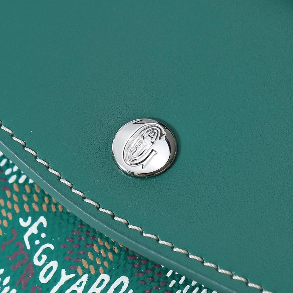 高仿Goyard*STGABR2拼色三折式錢夾錢包綠色免檢版