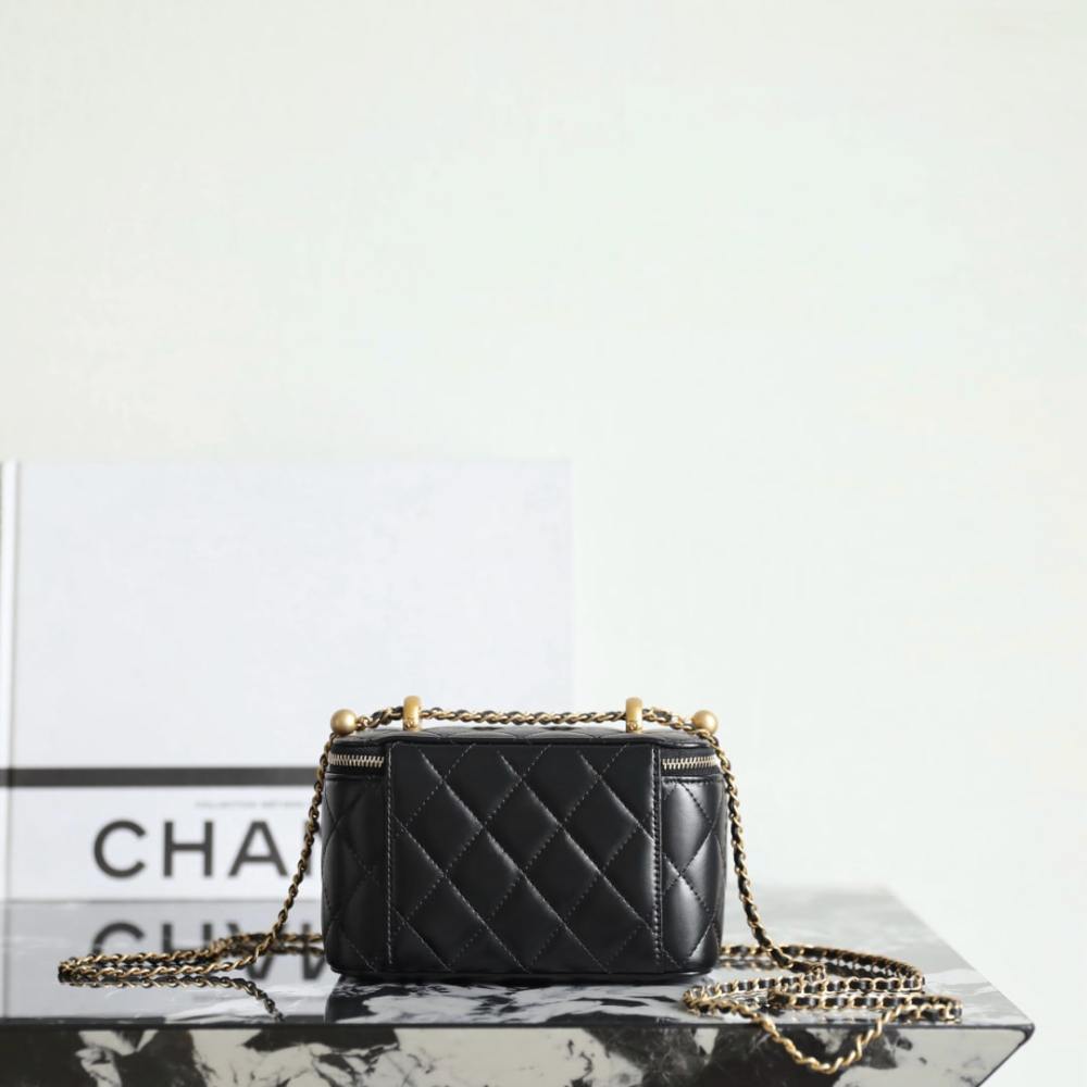 高仿Chanel*24C系列AP3651雙珠鏈條盒子包黑色免檢版