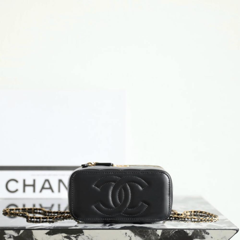 高仿Chanel*24C系列AP3651雙珠鏈條盒子包黑色免檢版