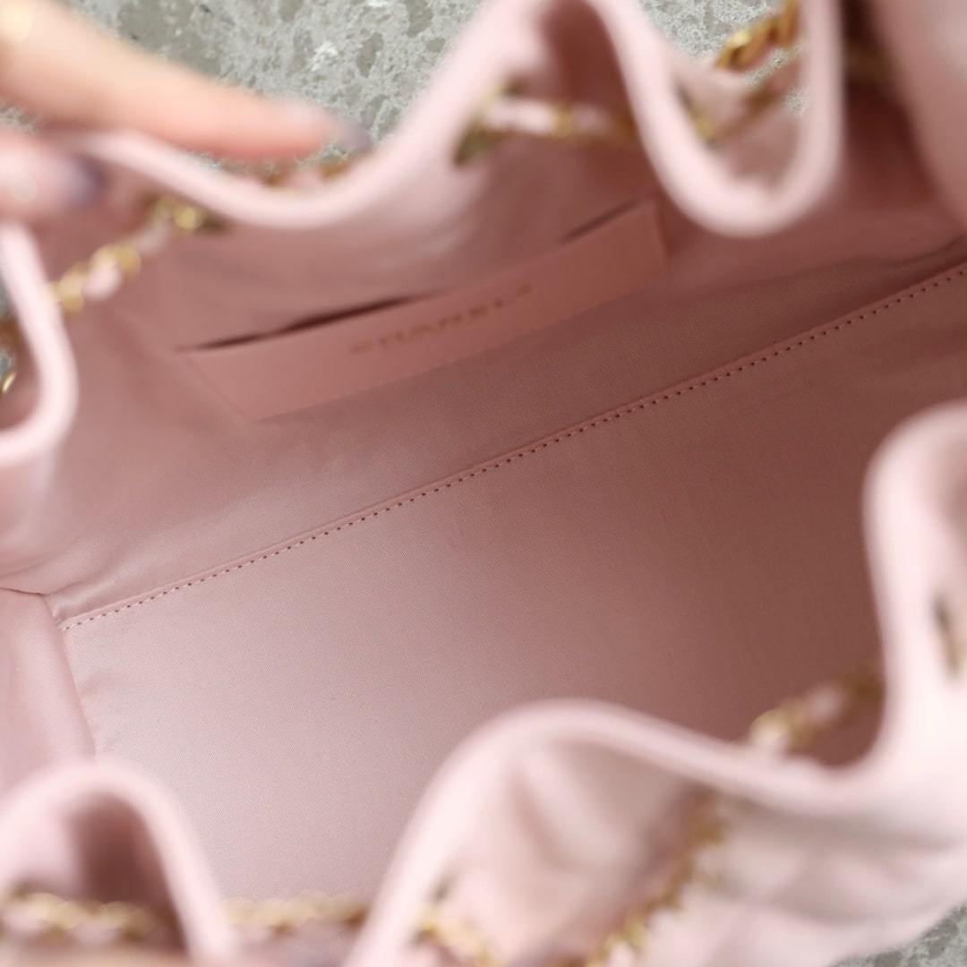 高仿Chanel*25A系列AS5293小牛皮購物袋粉色小號免檢版
