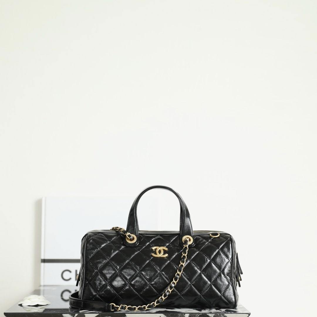 高仿Chanel*25A系列AS5579保齡球手提包黑色大號免檢版