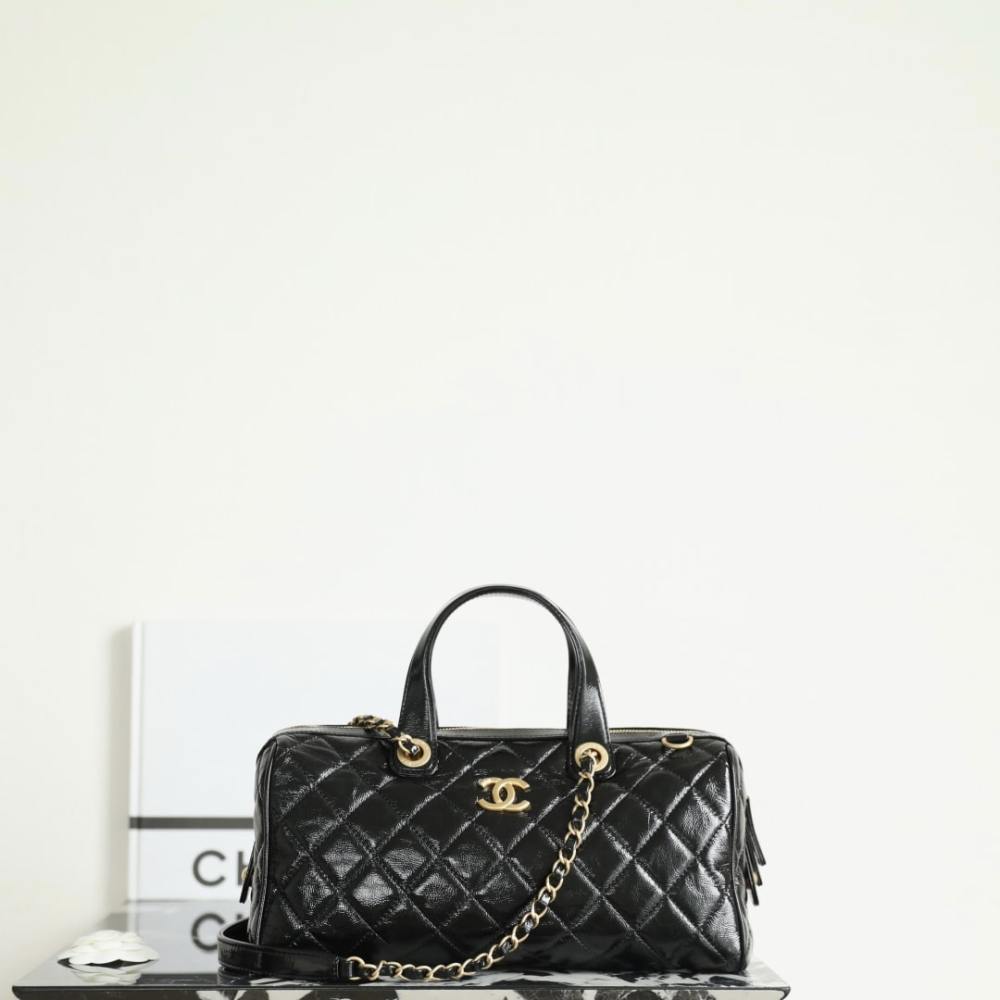 高仿Chanel*25A系列AS5579保齡球手提包黑色大號免檢版