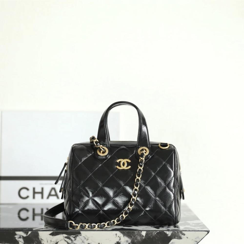 高仿Chanel*25A系列AS5578保齡球手提包黑色小號免檢版