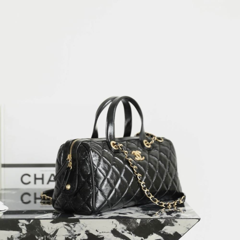 高仿Chanel*25A系列AS5579保齡球手提包黑色大號免檢版