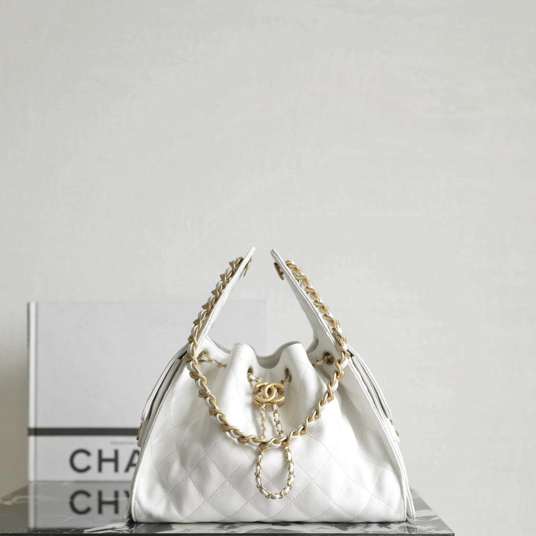 高仿Chanel*25S系列AS5293小牛皮腋下單肩包小號白色免檢版
