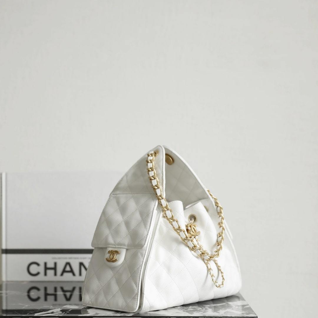 高仿Chanel*25S系列AS5293小牛皮腋下單肩包小號白色免檢版