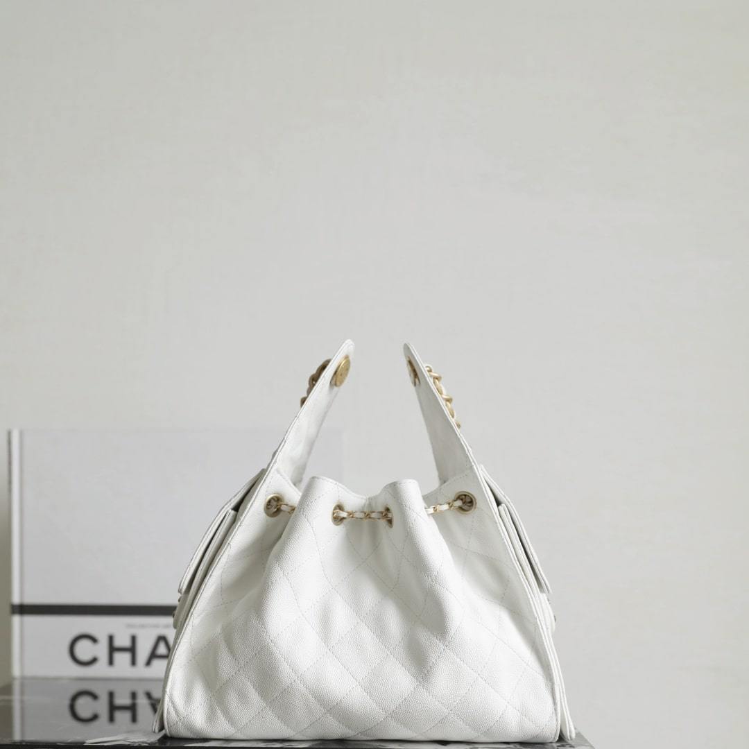 高仿Chanel*25S系列AS5293小牛皮腋下單肩包小號白色免檢版