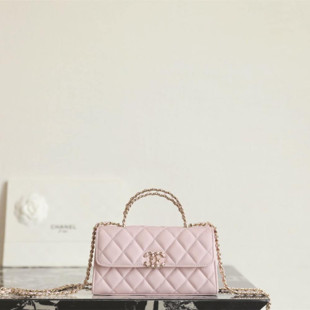 高仿Chanel*25S系列AP3238亮面小牛皮單肩包粉色免檢版