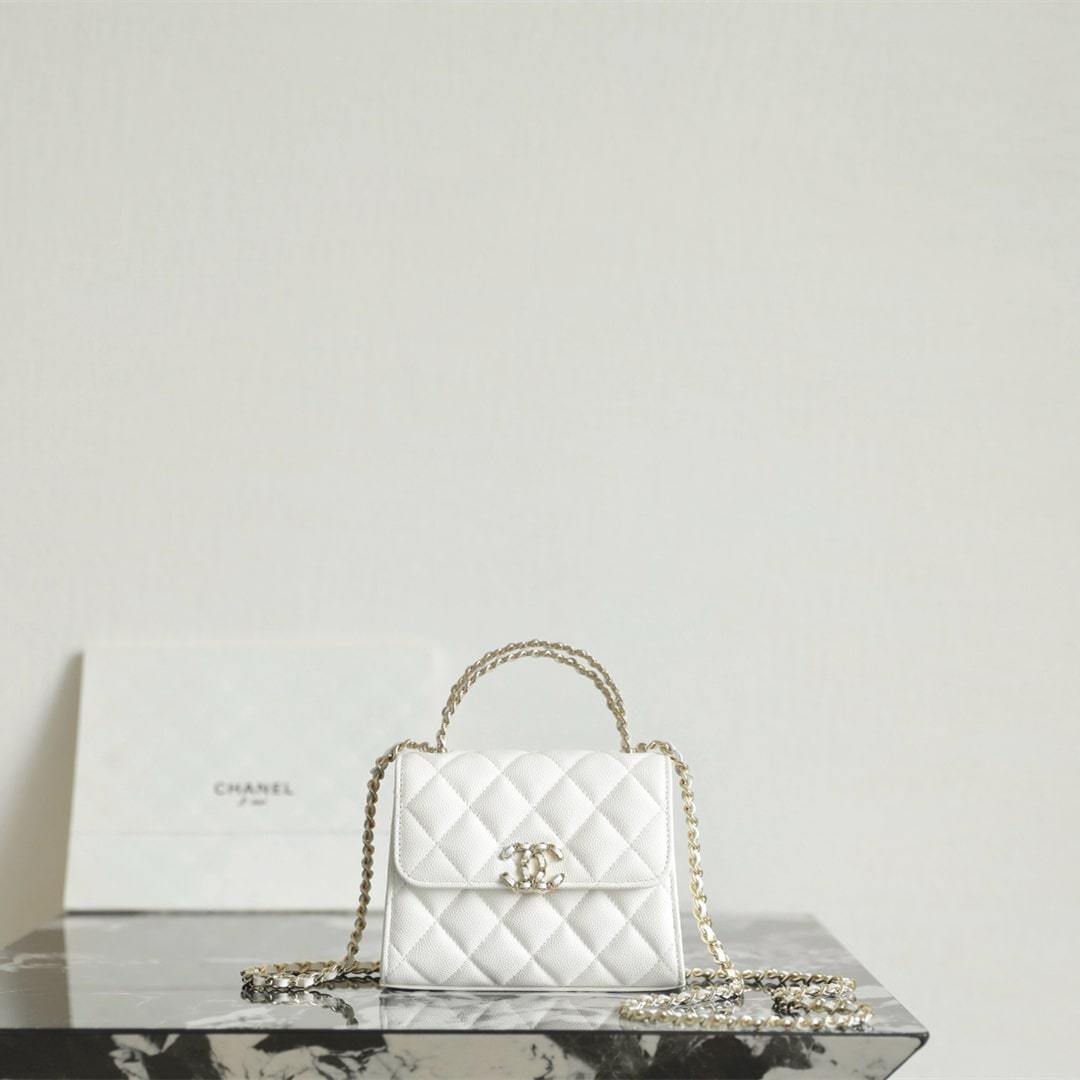 高仿Chanel*23P系列AP3237豎版Kelly手袋白色免檢版