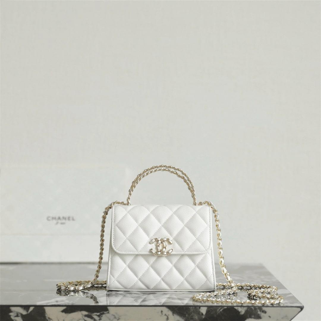 高仿Chanel*23P系列AP3237豎版Kelly手袋白色免檢版