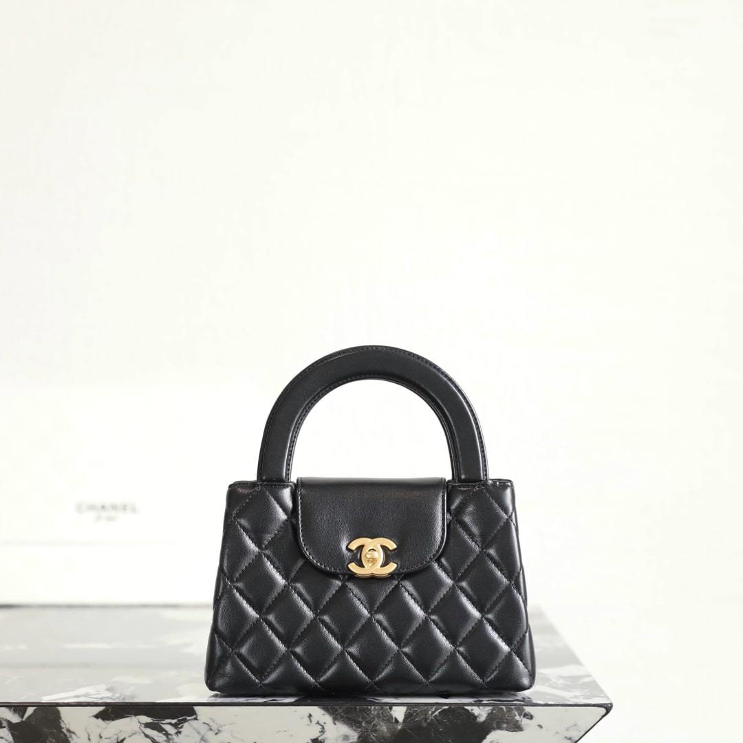 高仿Chanel*25A系列AS4416Kelly羊皮單肩包Mini黑色免檢版